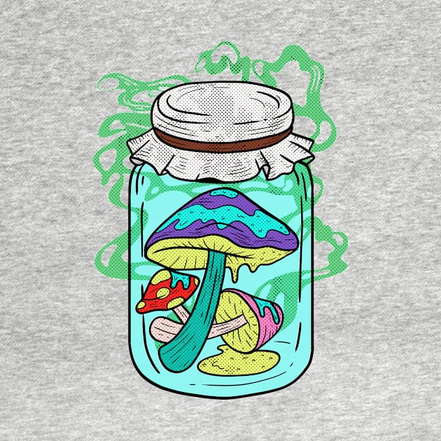 Psychedelic Mushrooms Mason Jar by Mooxy